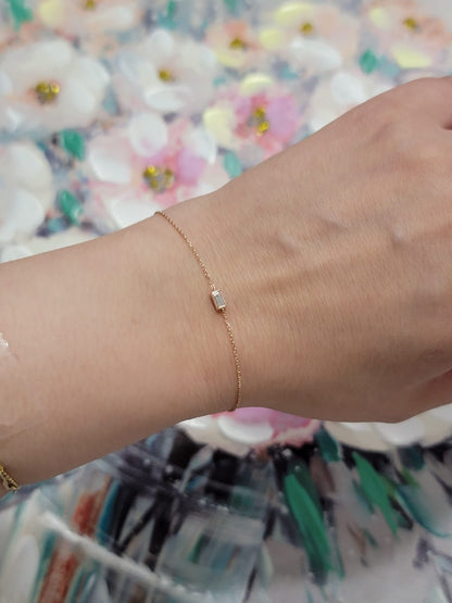 14K Gold Dainty Diamond Baguette Bracelet