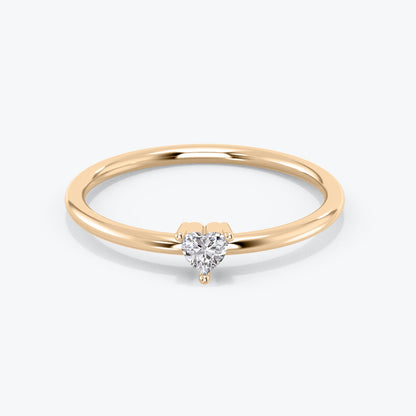 Diamond Solitaire Ring, Heart-Shape Diamond Ring, Wedding Ring, Dainty Wedding Band Promise Ring, 14K Gold Ring, White, Rose, Gift For Her