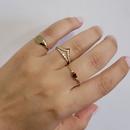 14K Gold Dainty Diamond Engagement Ring
