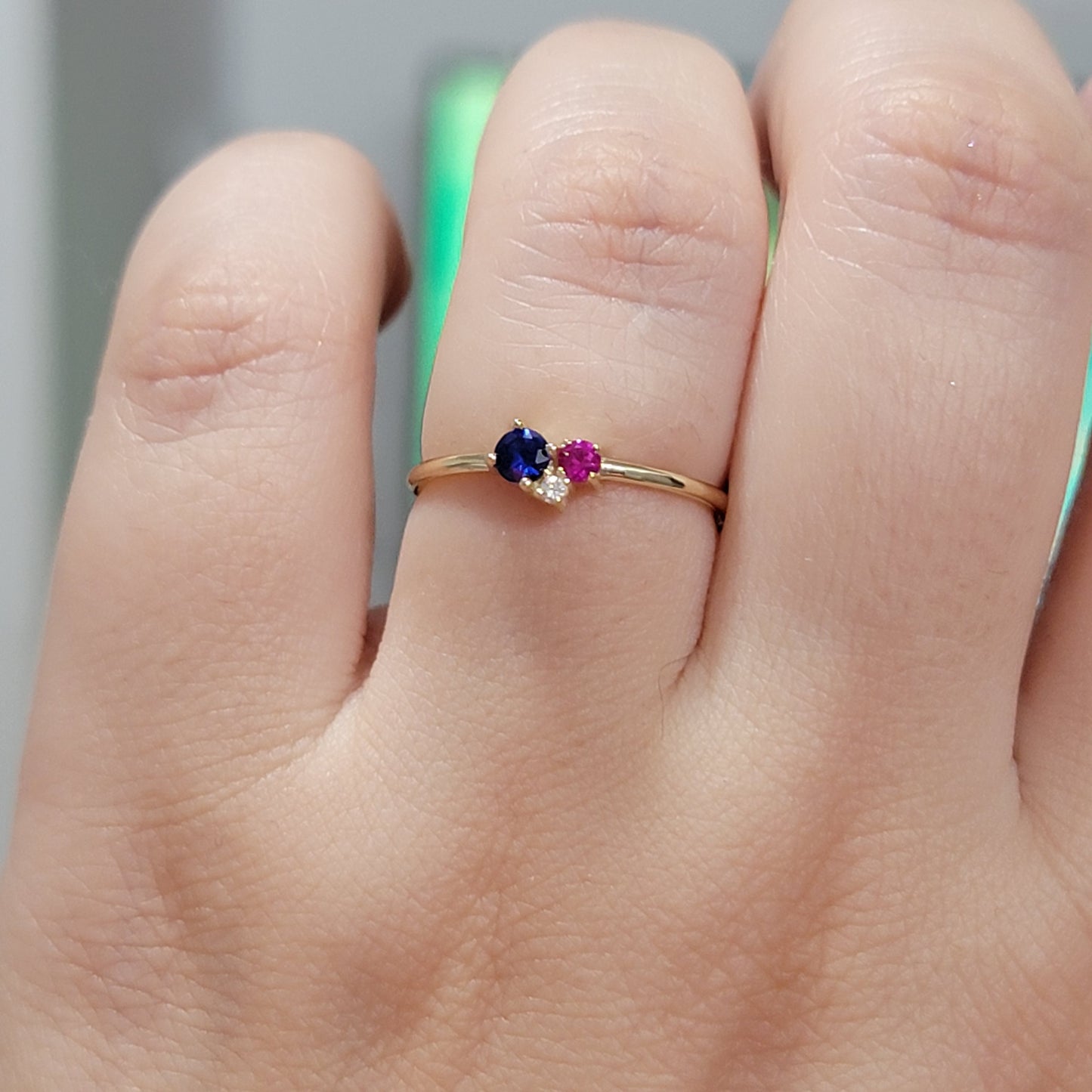 Sapphire Cluster Ring, Cluster Gemstone Ring, Blue Sapphire and Ruby Ring, Multi Stone Cluster ring, Birthday Gift For Women, Promise Ring