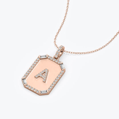 14k Diamond Tag Initial Necklace