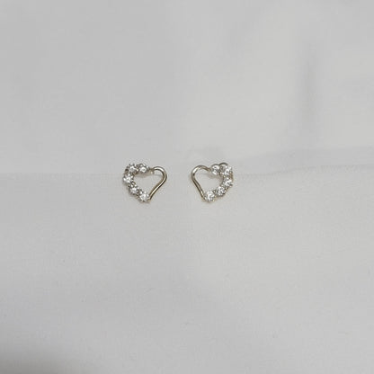 Diamond Earrings, 14k Solid Gold Earrings, Minimalist Earrings, Heart Studs, Stud Earrings, Tiny Stud Earrings, Heart Diamond Stud for Mom