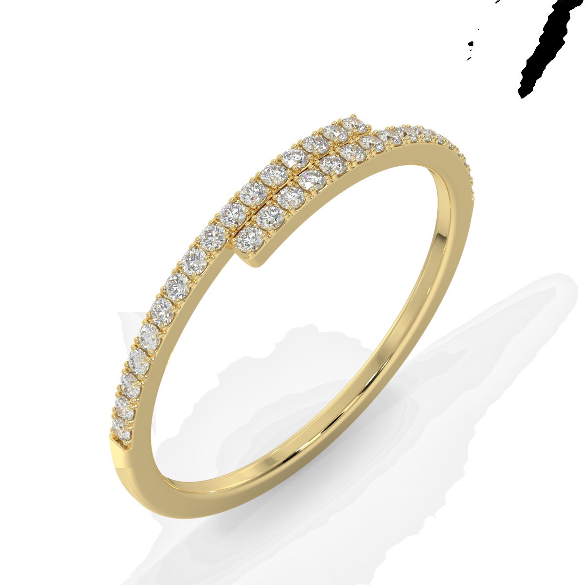 Diamond Ring, 14k Solid Gold Diamond Pave Ring, Minimalist Ring, Diamond Stackable Ring, 14k White Gold Diamond Ring, Diamond Wrap Ring