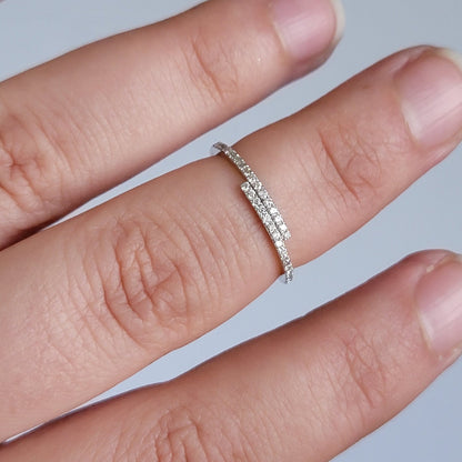 Diamond Ring, 14k Solid Gold Diamond Pave Ring, Minimalist Ring, Diamond Stackable Ring, 14k White Gold Diamond Ring, Diamond Wrap Ring