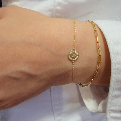 14k Solid Gold Dainty Diamond Bracelet