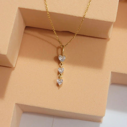 Heart Shape Diamond Necklace, Natural Diamond Pendant, 14K Gold Necklace, Diamond Layering Necklace, Floating Diamond, Drop Necklace