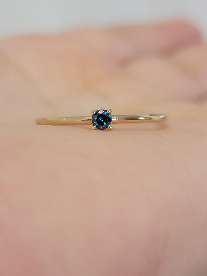Diamond Solitaire Ring, Minimalist Blue Diamond Wedding Ring, Classic Solitaire Proposal Ring, Natural Blue Diamond Ring In14k Solid Gold,