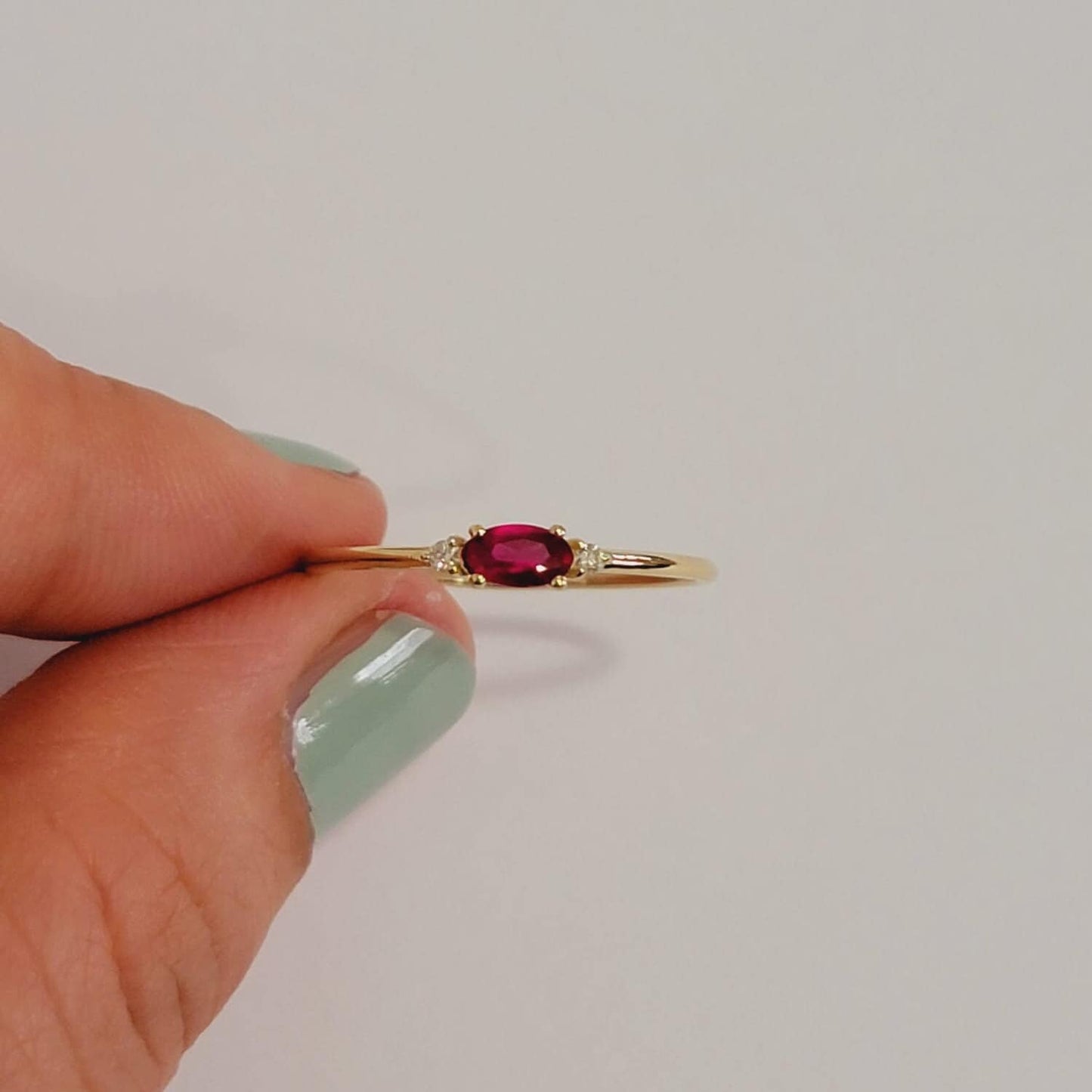14k Solid Gold Ruby And Diamonds Ring