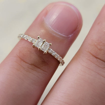 14k Gold Baguette Diamond Engagement Ring