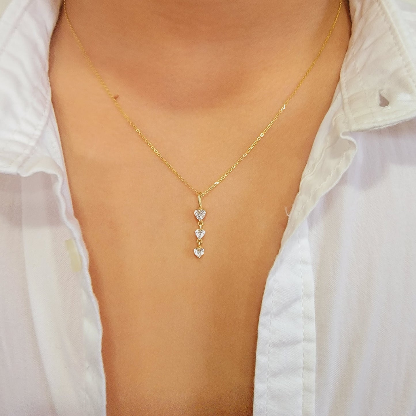 Heart Shape Diamond Necklace, Natural Diamond Pendant, 14K Gold Necklace, Diamond Layering Necklace, Floating Diamond, Drop Necklace