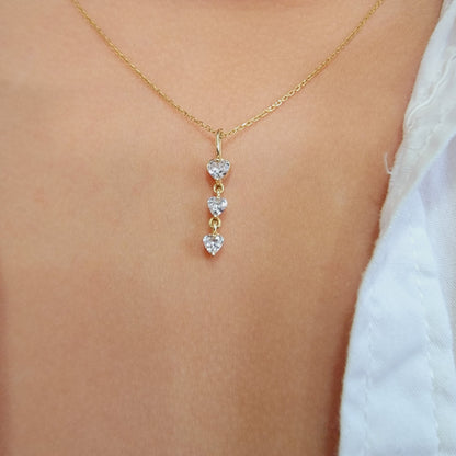 Heart Shape Diamond Necklace, Natural Diamond Pendant, 14K Gold Necklace, Diamond Layering Necklace, Floating Diamond, Drop Necklace