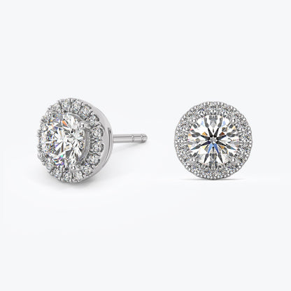 1.5 Carat  Round Ideal Cut Lab Grown Diamond Stud Earrings