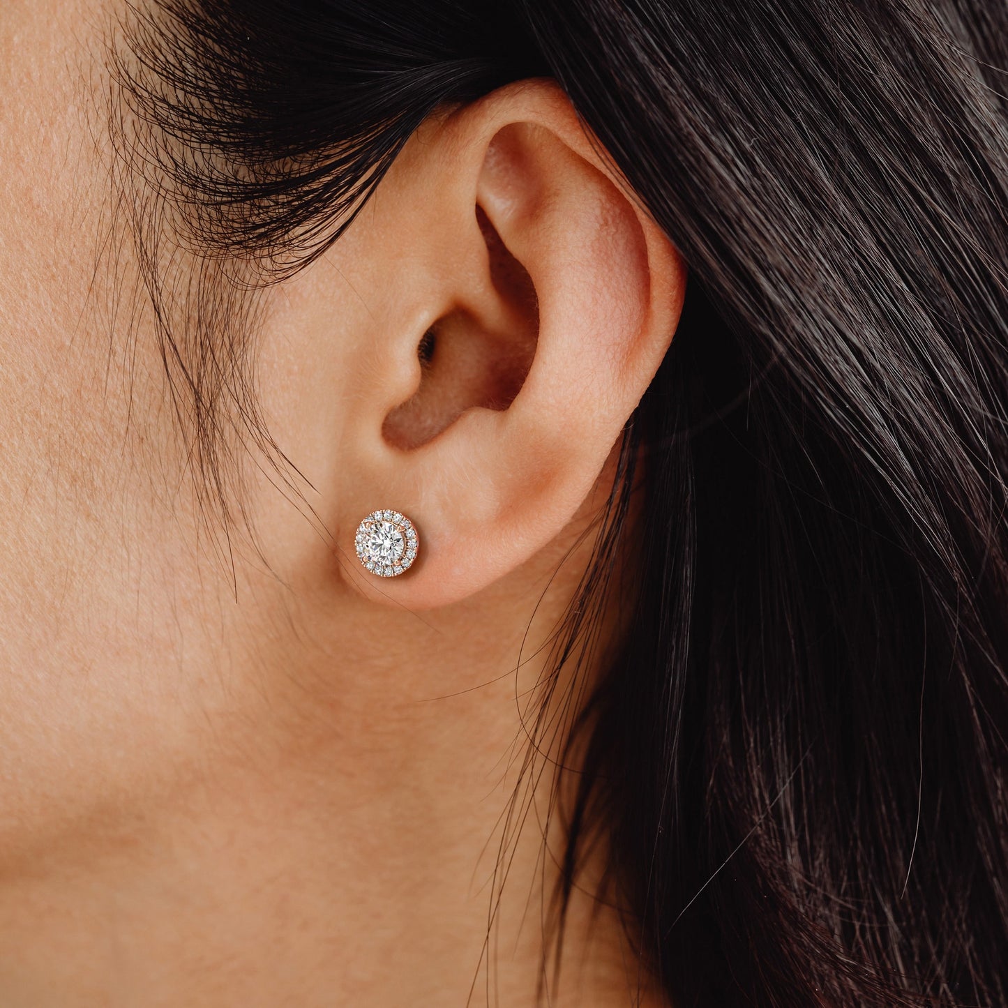 1.5 Carat  Round Ideal Cut Lab Grown Diamond Stud Earrings