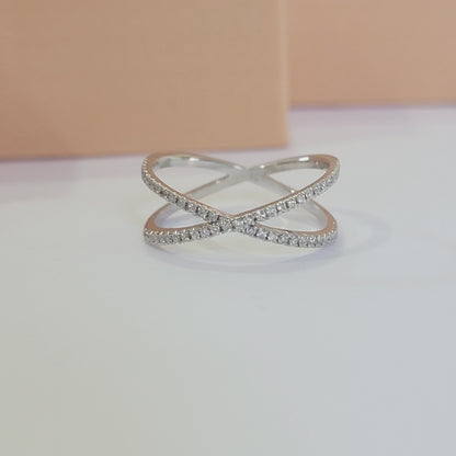 Criss Cross Ring, Diamond X Ring,14k Gold Crossed Ring, Thick Statement Ring Real Gold, Natural Diamond Ring for Women, Beautiful Ring in14k