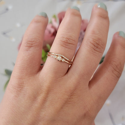 diamond bridal ring set in 14k solid gold 