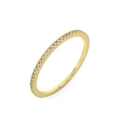 Diamond Eternity Ring In 14K Solid Gold, , Diamond Wedding Ring, Thin Gold Band,  Full Eternity Stacking Ring,  Minimalist Gold Ring, White