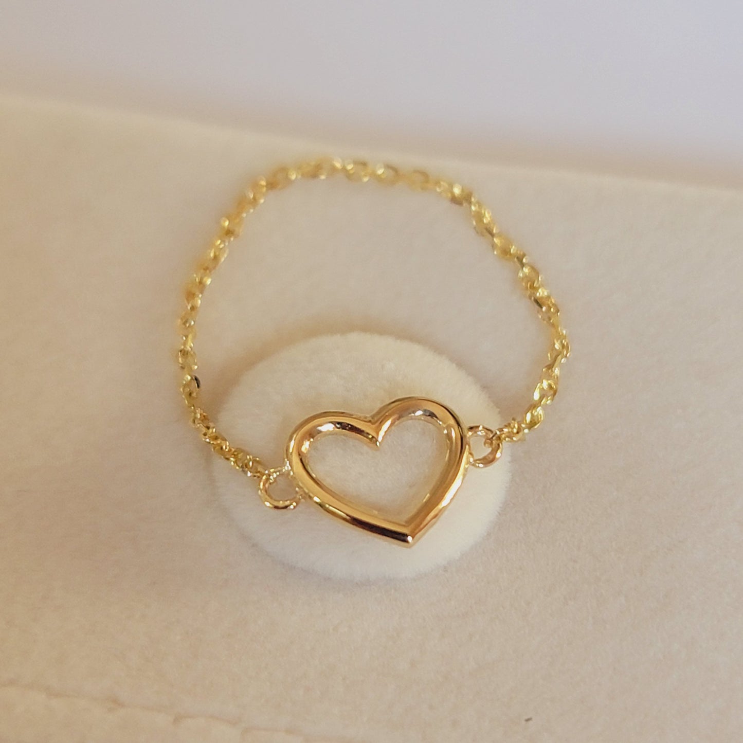 Chain Ring, 14k Solid Gold Chain Ring, Heart Chain Ring, Minimalist Ring, Dainty Ring, Gold Heart Ring, Ring for Her, Stacking Rings